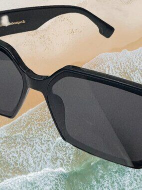 Black and Gold Oversized Square Sunglasses